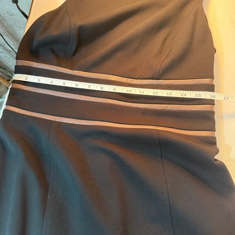 Lauren Ralph Lauren Black Sheath Dress Size 10 |Sleeveless Midi Faux leather - Picture 6 of 10